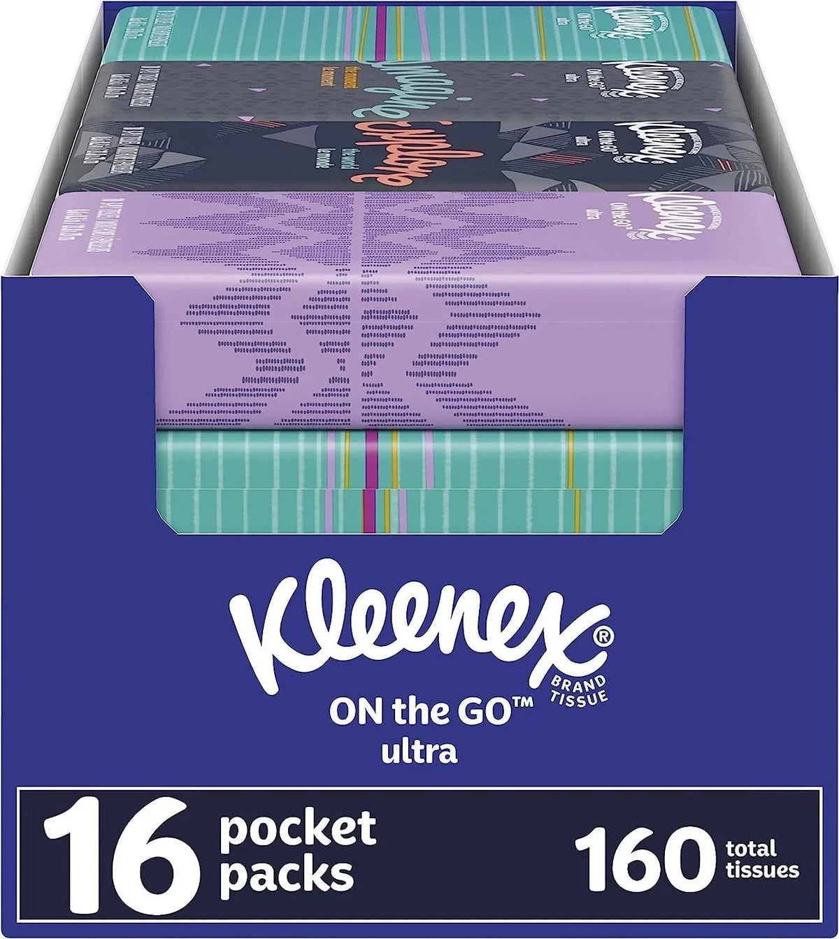 On the Go Facial Tissues Pack of 16 Ultra Absorbent 3 Layer Travel Packs