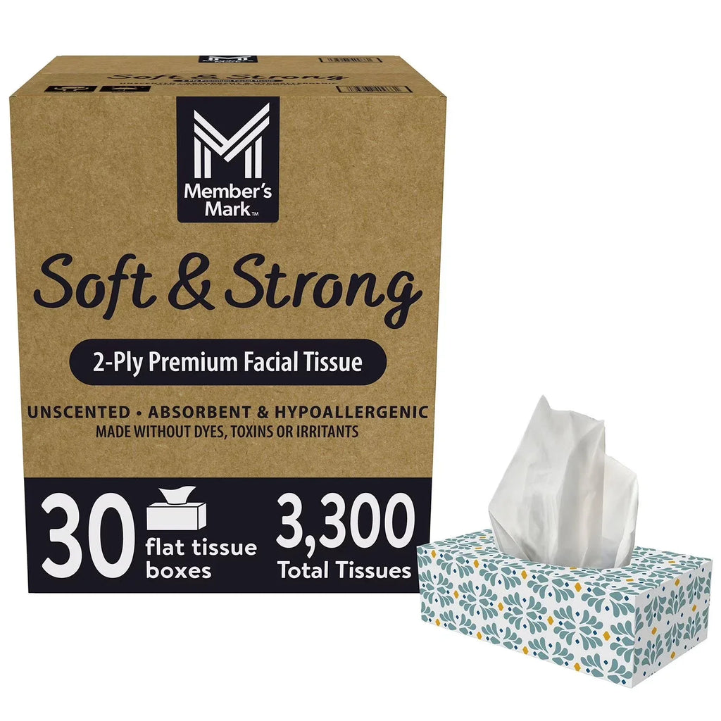 Mark Soft and Strong 2-Ply Facial Tissues 30 boxes., 110 tissues/box