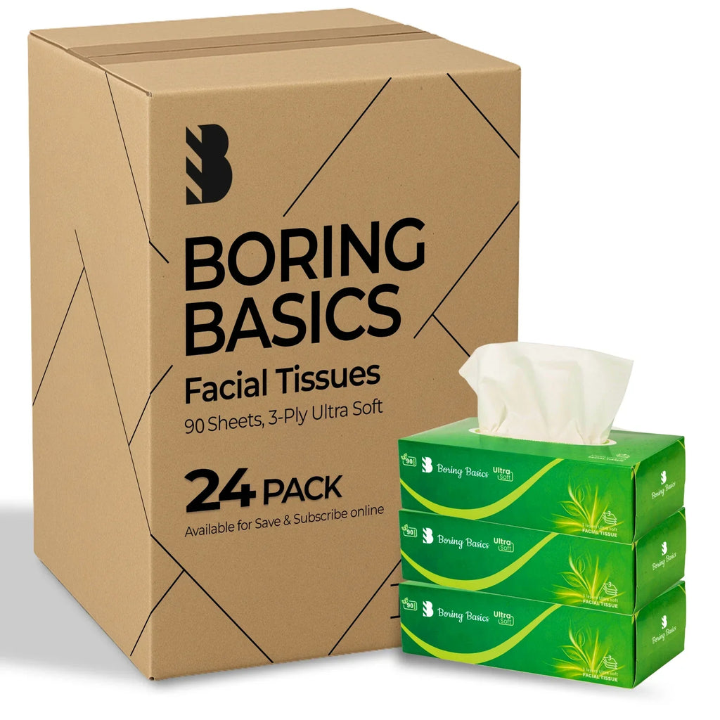 3 Ply White Facial Tissues Boxes of 90 x 24 Ultra Soft Tissue Sheets Unscented